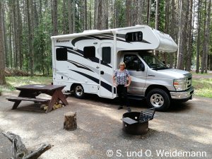 Der Stellplatz auf dem Johnston Canyon Campground